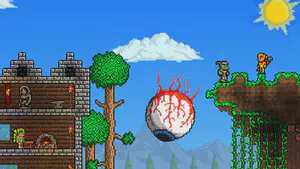 A screenshot of Terraria used in its digital store listing on Steam.